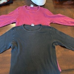 American colors made in Belgium ribbed long sleeve tee 100% cotton medium x2